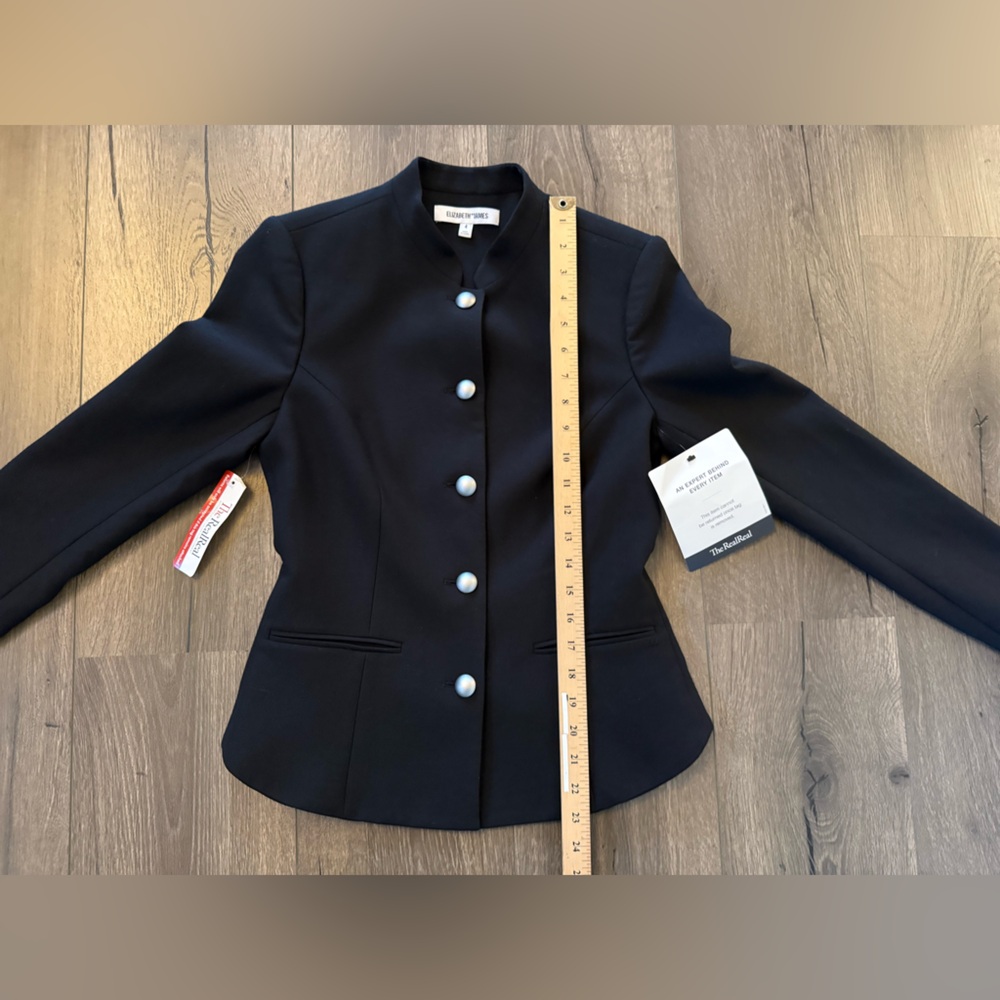 Elizabeth and James Black Blazer Size 4 Jacket Minimalist Chic Career Staple - Picture 7 of 8
